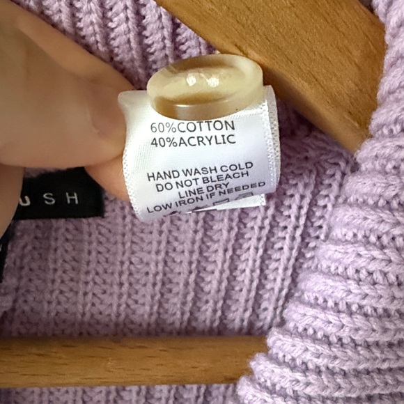 PinkBlush Lavender Sweater Knit Front Button Romper - Picture 7 of 8